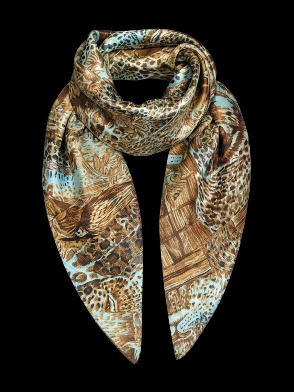 Vintage Perry Ellis Leopard Print Scarf in Brown, Tan and Cream - Picture 7 of 9